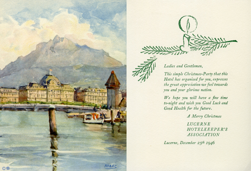 Die tiefe Dankbarkeit für ihren Einsatz in Europa und den Besuch Luzerns drückt der Luzerner Hotelier Verein mit der Organisation einer Weihnachtsfeier für die amerikanischen Gäste aus.