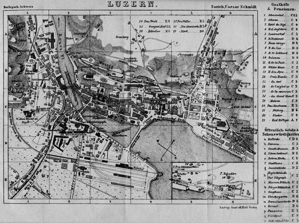 Dieser Stadtplan stammt aus einem Reiseführer von Hermann Alexander von Berlepsch desselben Jahres.