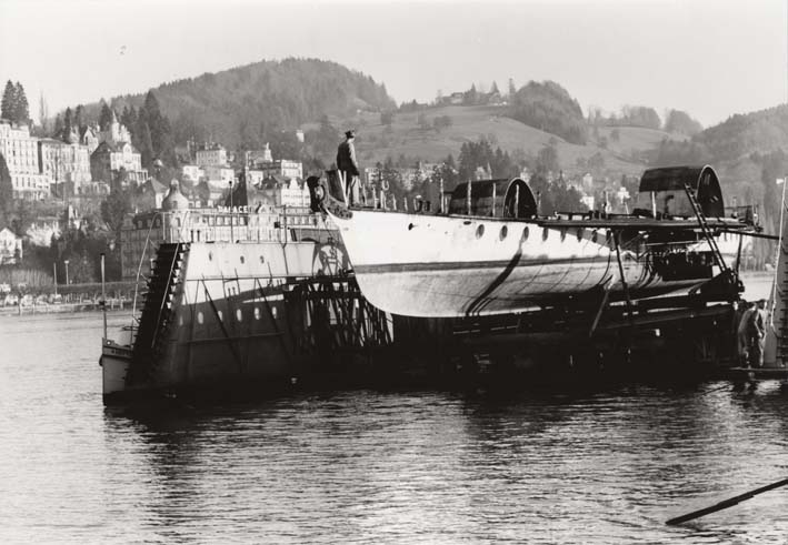 Das 1848 erbaute Dampfschiff der ehemaligen Post-Dampfschiffgesellschaft aus Altdorf kann auch heute noch im Verkehrshaus bewundert werden.