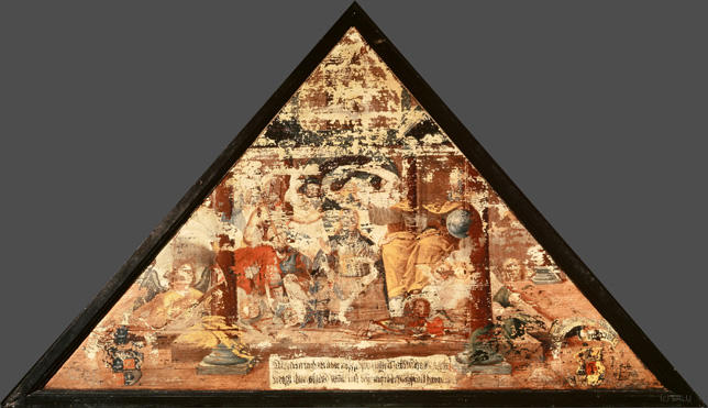 Maria die himmelsskünigin
hoch ist erhebet, und nimmer in

dass Rich v. Himmel im höchsten trohn
Empfanget den lohn die Ewig Cron

Bildnummern: Kdm LU 18b, Inschriftenverzeichnis 103r, von Moos CIII