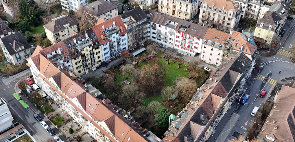 Blockrandbebauung Budelehof gegenüber vom Moosmattschulhaus
