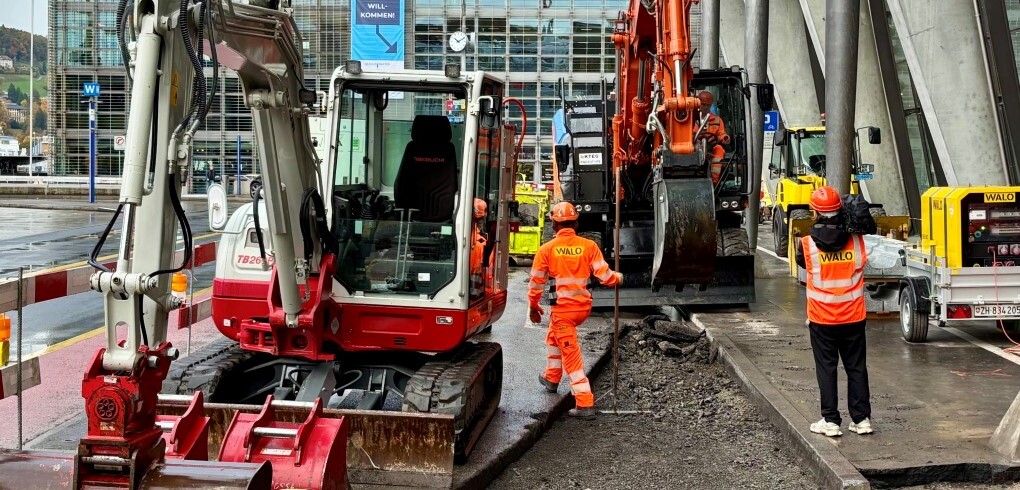 E-Baustelle Haltekante Y Bahnhof Luzern