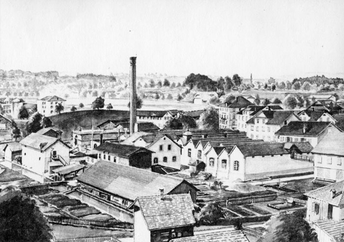 Auf die 1860 errichtete Ziegelei und Baumwollspinnerei folgte 1872 die Schappe- und Cordonnetspinnerei. Mit Schappe wird Seidengarn zweiter Klasse bezeichnet, Cordonnet steht für Zierstichgarn.