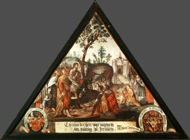 Christus der Herr war angenem
Am palmtag zu Jerusalem.

Bildnummern: Kdm LU 91a, Inschriftenverzeichnis 26v, von Moos 94