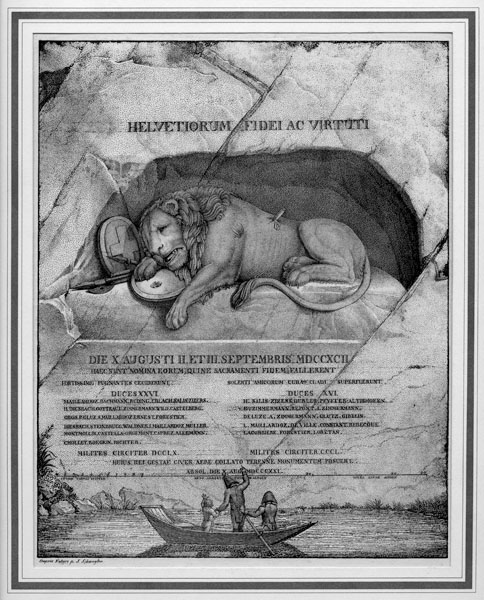In Anfangszeiten informierten ehemalige Söldner die Besucher über die Geschichte des Denkmals, welches für die gefallenen Schweizer Soldaten beim Tuileriensturm  am 10. August 1792 errichtet worden war.