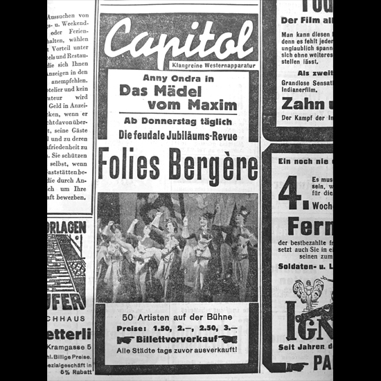 Die erste Vorstellung der «Folies Bergère» war ausverkauft und die LNN beschrieben sie als ein Genuss für Augen und Ohren.