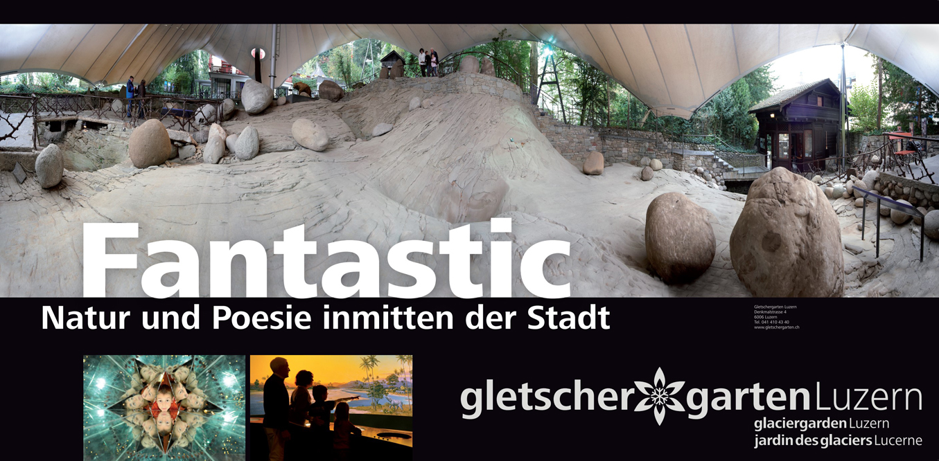 Das Imageplakat von 2010 zeigt auch das unverkennbare Zeltdach, das seit 1980 den sensiblen Sandstein und die Besucher wie ein Regenschirm schützt.
