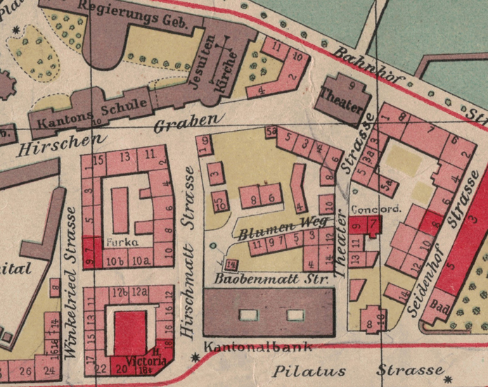 Zur Orientierung: Das nächste Foto wurde vom Dach der Hirschmattstrasse 6 gemacht, mit Blickrichtung Kantonalbank.