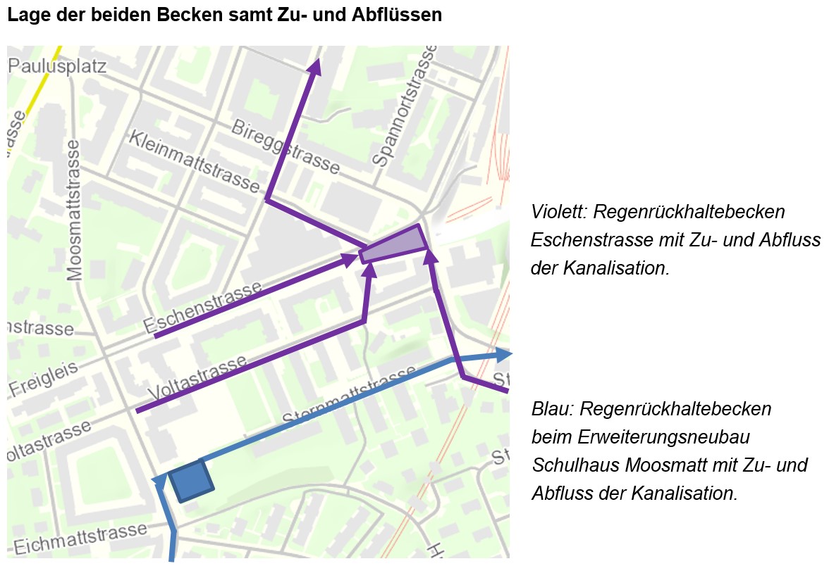 Lage der Regenrückhaltebecken