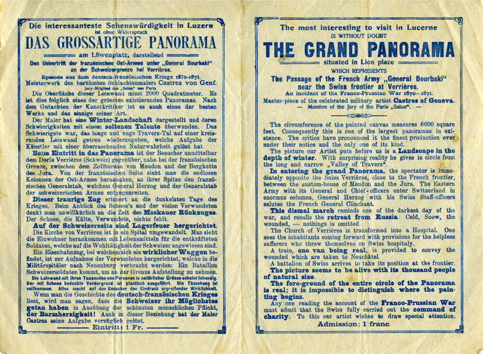 «Das grossartige Panorama» wurde in den Werbeblättern «ohne Widerspruch» als «interessanteste Sehenswürdigkeit in Luzern» bezeichnet.