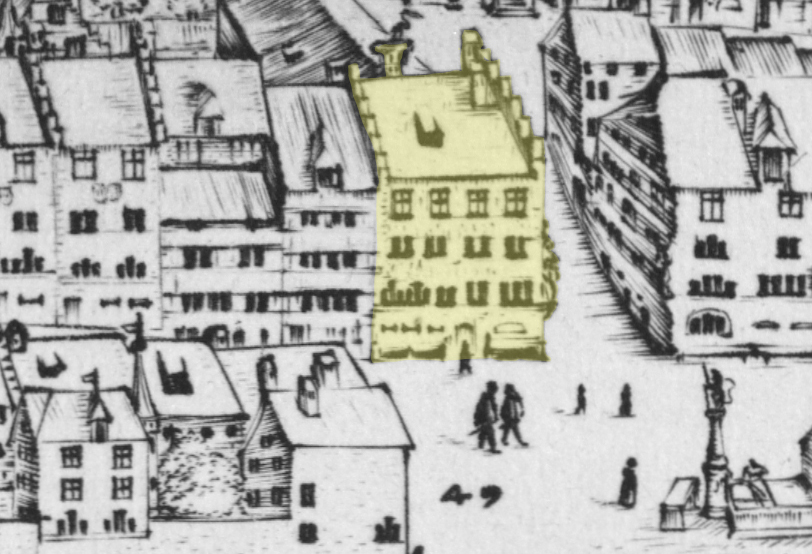 Die Renaissance-Fresken sind andeutungsweise zu sehen. Soweit bekannt, war es damals das einzige Bürgerhaus mit komplett bemalter Fassade, die Zurschaustellung von Wohlstand und Kunstsinn nach aussen hin war gewagt.