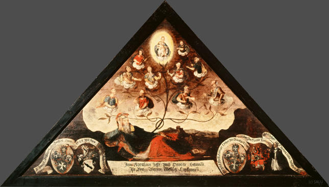 Inn Abraham Jesse vnd Davidtz Sttammen.
Jstt Gott Warerr Mennsch Enpffangenn

Bildnummern: Kdm LU 8b, Inschriftenverzeichnis 112r, von Moos CXII