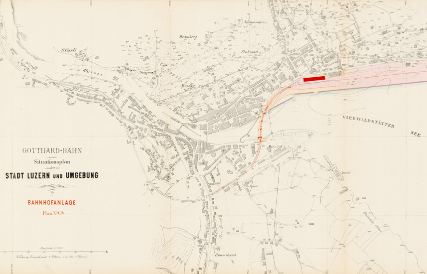 Die Zufahrtslinien wären in dieser Variante belassen worden, der Durchgangsbahnhof wäre an den Schweizerhofquai zu liegen gekommen.
