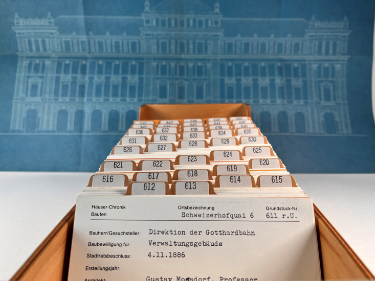 In dieser Kartei sind alle Baugesuchsdossiers der Stadt Luzern von 1862 bis 1987 nach Grundstück verzeichnet. Die Dossiers ab 1988 sind digital im Archivsystem erschlossen.