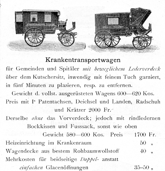 Erkrankte wurden in Pferdekutschen wie jener des Herisauer Wagenbauers Keller ins Spital transportiert.