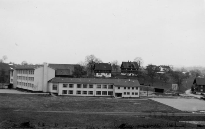 Das 1954 eingeweihte Schulhaus wurde nach 70 Jahren wegen Schadstoffemissionen geschlossen und abgerissen. Einzig das Kunstobjekt vor dem Schulhaus, eine Eule von Gottlieb Ulmi, steht noch und ziert den 2020 eröffneten Neubau.
