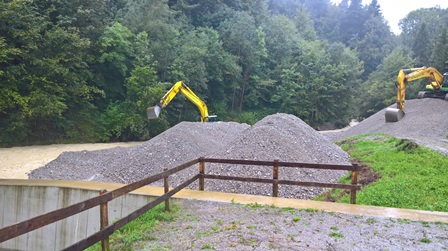 Bagger beim Aushub am vergangenen Sonntag beim Geschiebesammler Obermüli am Brendenbach