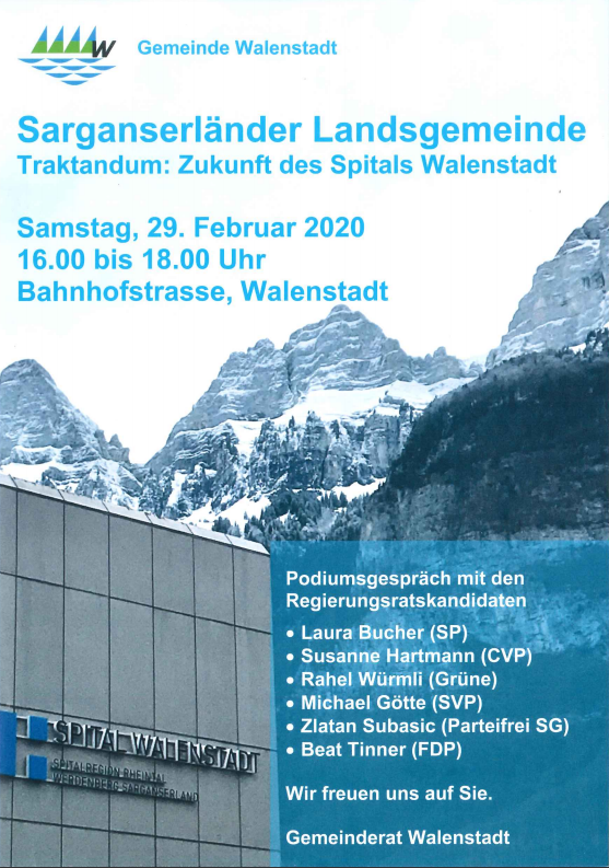 Sarganserländer Landsgemeinde vom 29.02.2020 / Traktandum: Zukunft des Spitals Walenstadt