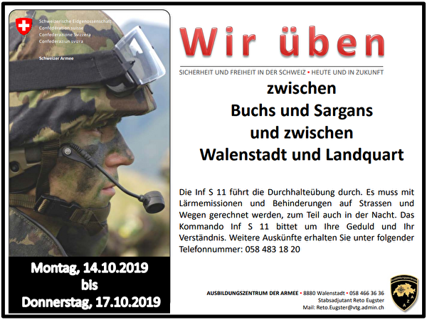 Information über Durchhalteübung Schweizer Armee