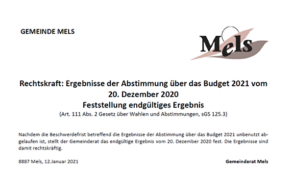 Rechtskraft: Ergebnisse Budget 2021
