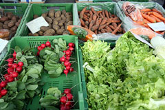 Gemüseauslage auf dem Markt