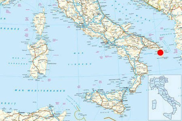 Kartenausschnitt von Italien