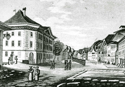 Bild der Marktgasse im 18. Jahrhundert