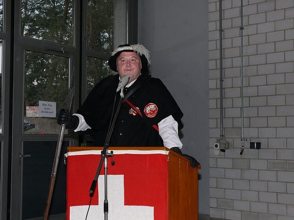 Der Säckinger Nachtwächter - ein gern gesehener Gast in Stein. 
