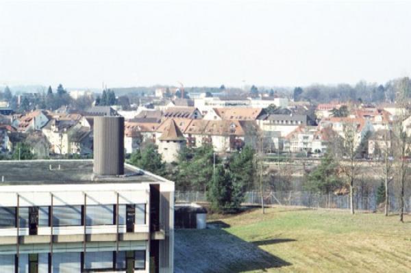 Sicht vom Hochregallager nach Bad Säckingen.
