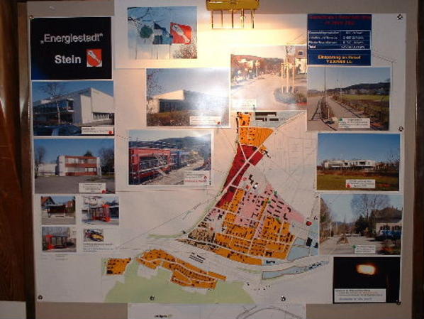 Massnahmen der Energiestadt Stein mittels Fotos am Gemeindestand dargestellt.