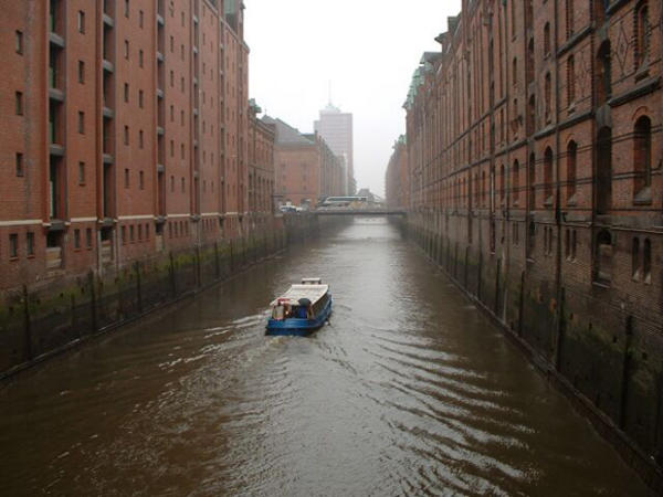 Die Speicherstadt am Hamburger Hafen.
