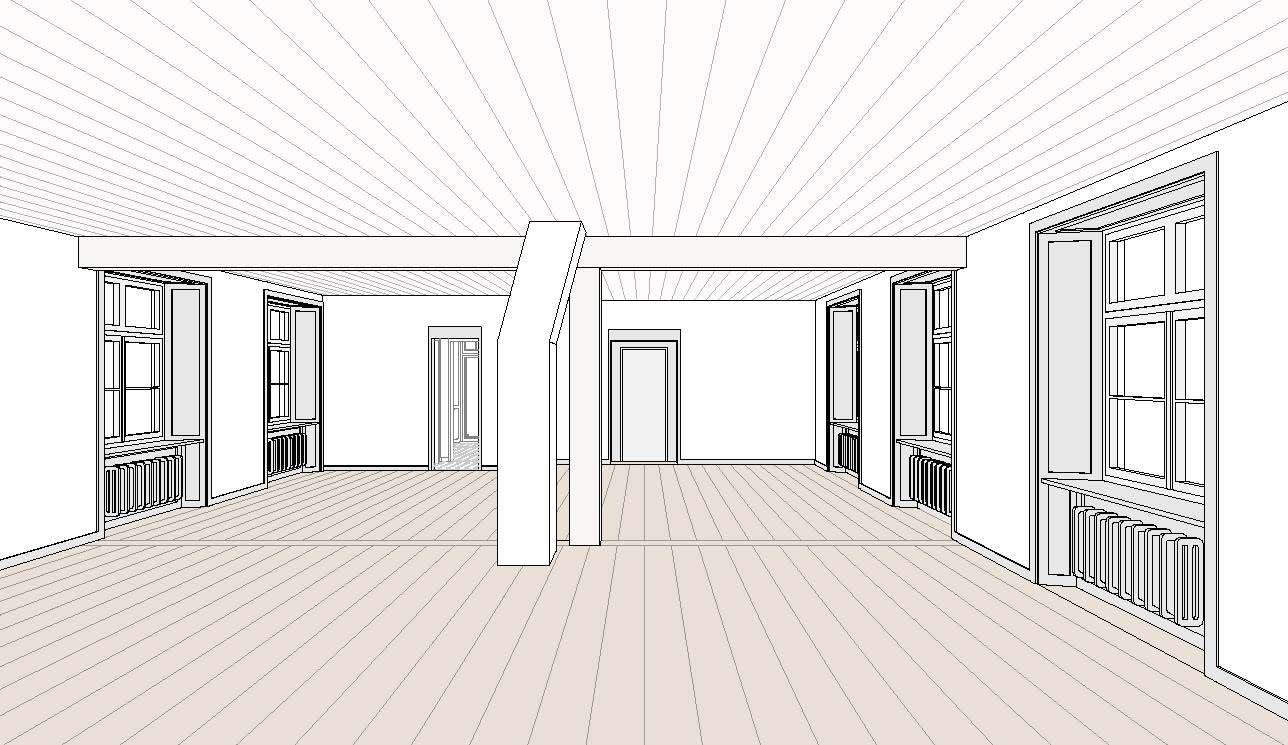 Atelier im Erdgeschoss Visualisierung Stehrenberger Architektur Zürich