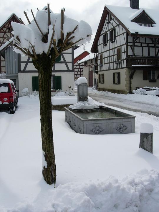 Blick von der Bolstrasse in die Dorfstrasse.