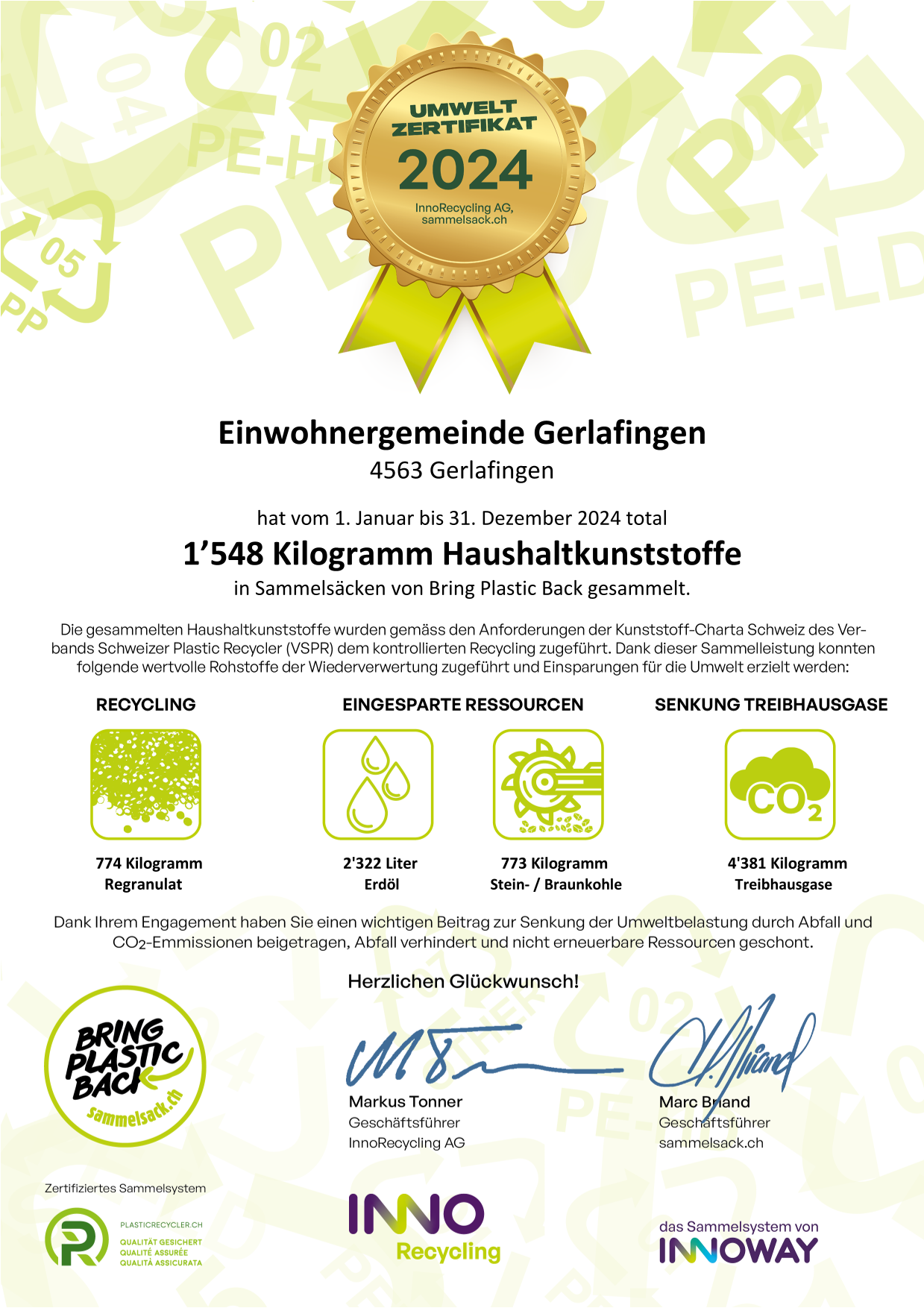 Zertifikat Umwelt