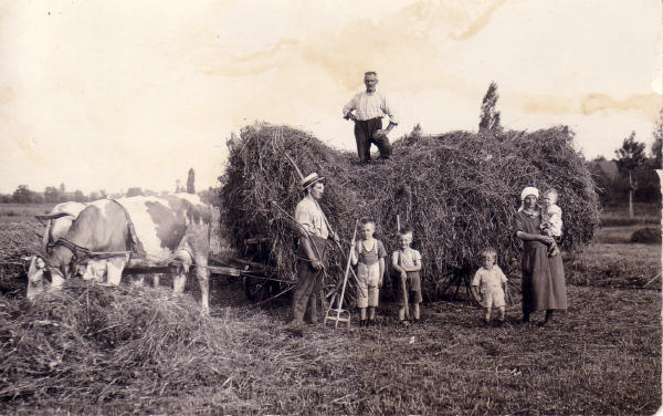 Familie Reinhard Volkart beim Heuen.