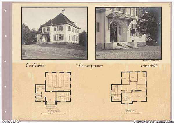 1907 wurde nach diesen Plänen das neue Schulhaus fertiggestellt (auch wenn auf dem Plan die Jahreszahl 1906 vermerkt ist...). 