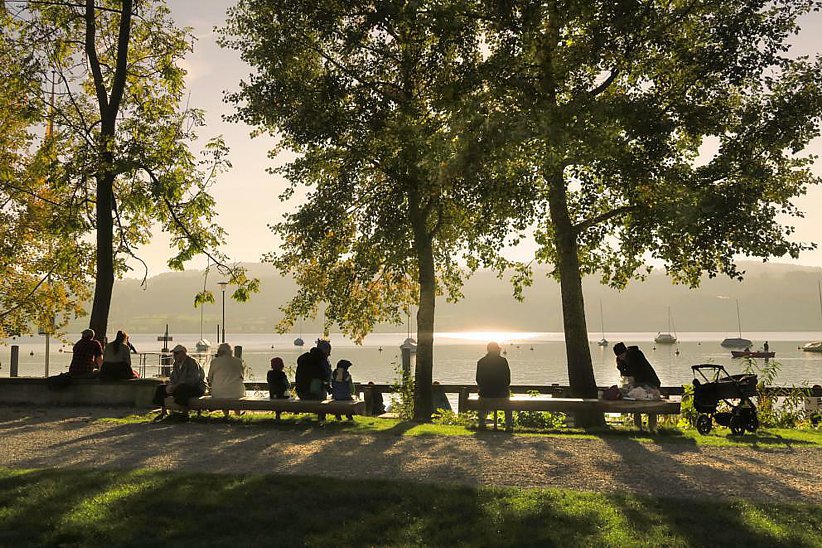 an einem milden Herbsttag im Park zwischen Städtchen Greifensee und dem See.