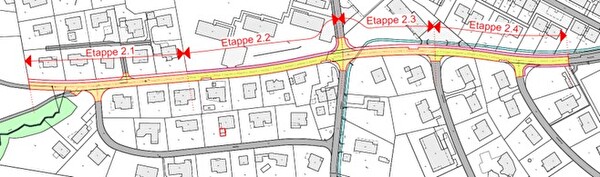 Situation mit Etappierung «Sanierung Mühlbachstrasse»