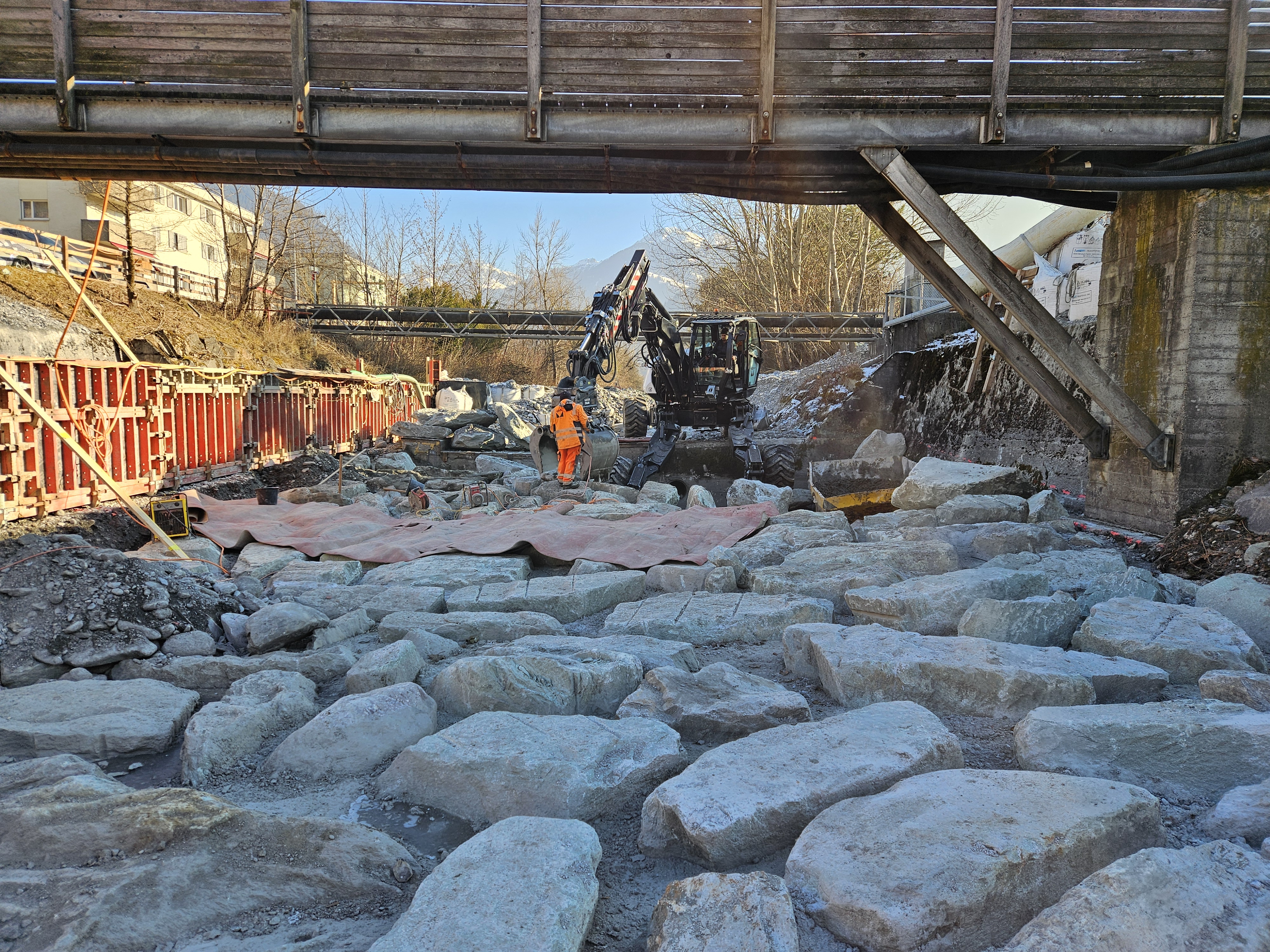Blockrampe km 0.395, Höhe Austrasse, Fertigstellung Blockrampenanschluss an bestehende Schwelle
