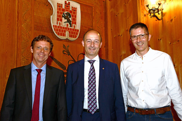 Der Stadtrat von Chur (v.l.): Patrik Degiacomi, Stadtpräsident Urs Marti und Tom Leibundgut.