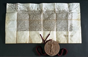 Urkunde Kaiser Friedrichs III., der 1464 Chur die Gründung von Zünfte erlaubte