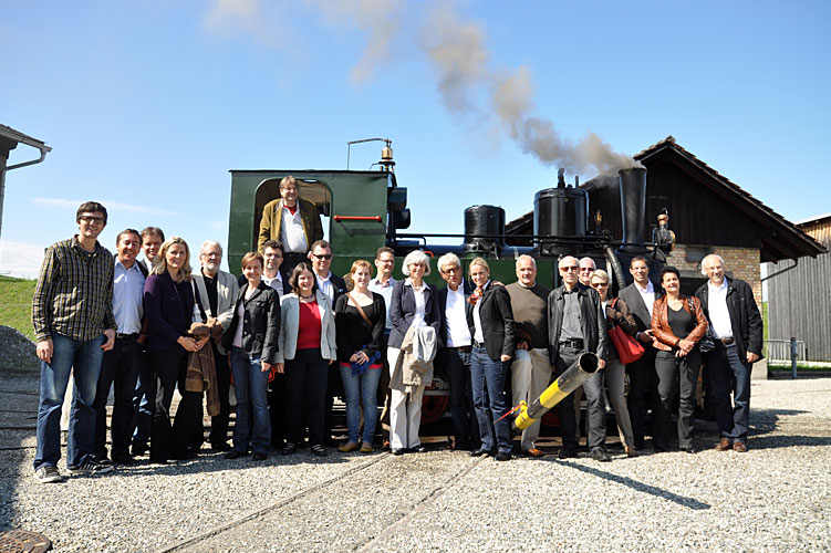 Kurz vor der Abfahrt mit dem Dampfzug vom österreichischen Lustenau ins Mündungsgebiet des Rheins in den Bodensee.