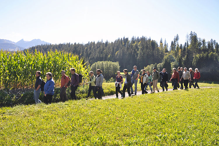 Wanderung über die Ebene von Trin Mulin nach Trin zum Ausklang der Landsitzung 2013 im Restaurant "Casa Alva". 