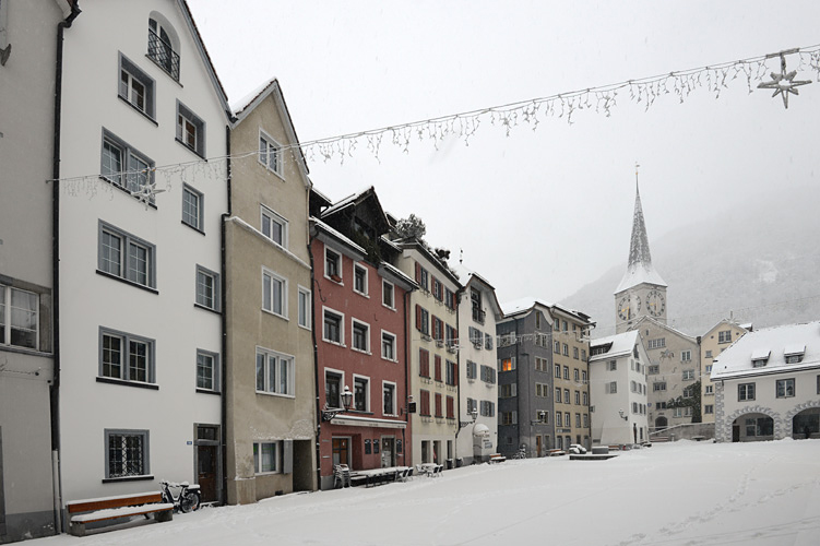 Der grösste Platz in der Innenstadt im Winterkleid.