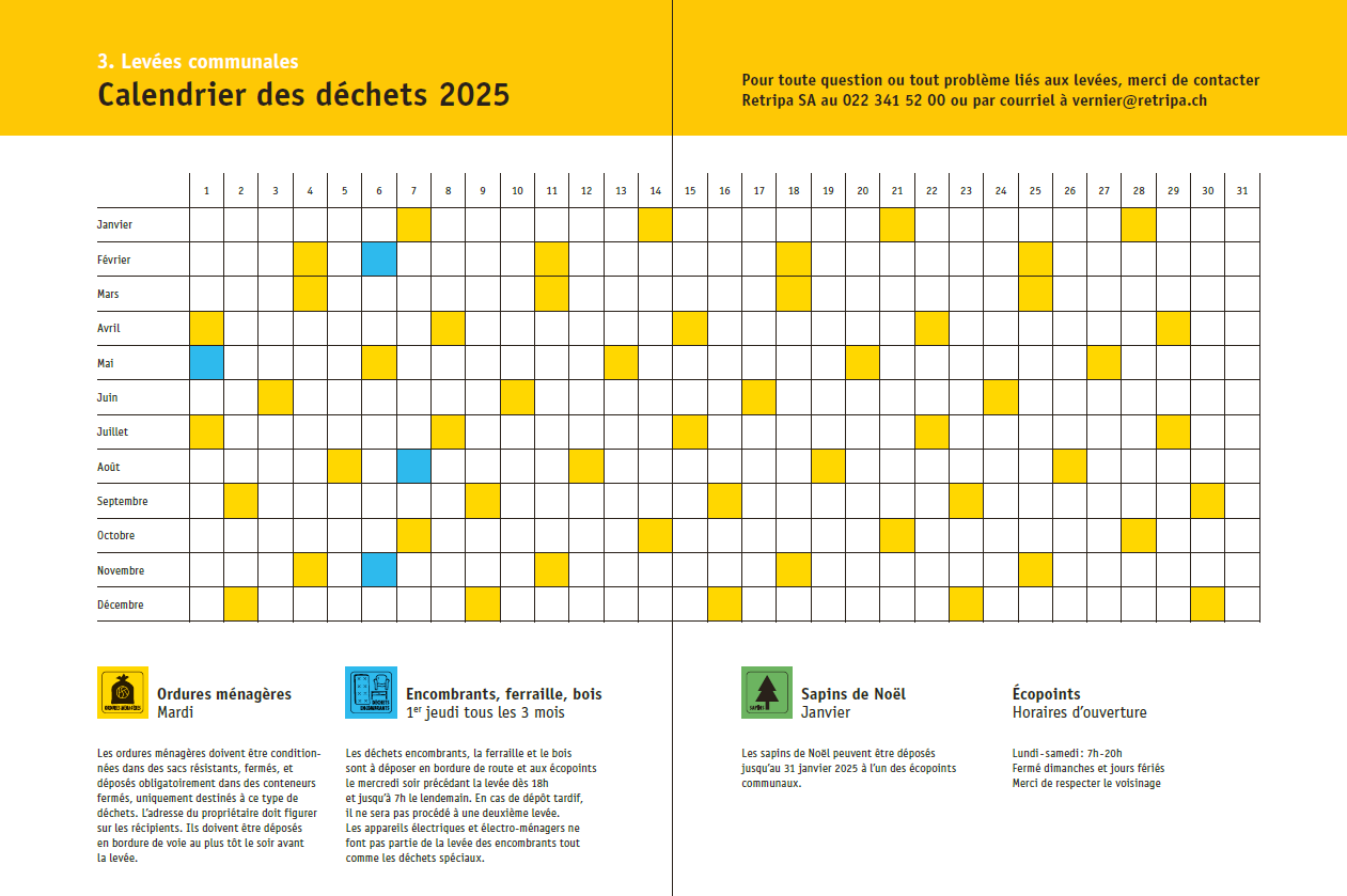 calendrier des levées 2025