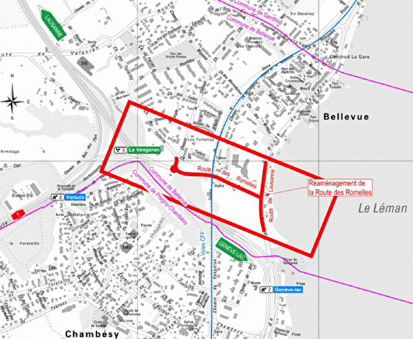 périmètre des travaux sur une carte