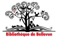 Logo de la bibliothèque de Bellevue: un arbre noir de style découpage traditionnel