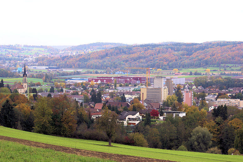 Ausblick vom Sandbühl auf Villmergen.