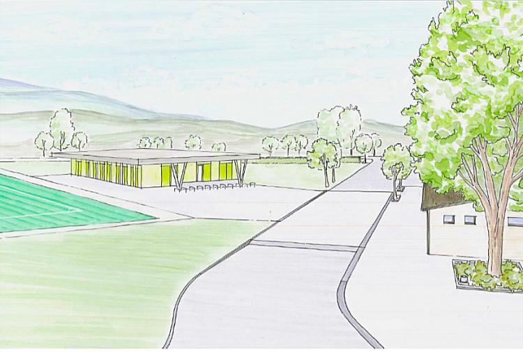 Visualisierung Neubau Garderoben- und Technikgebäude Sportanlage Badmatte