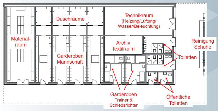 Neubau Garderoben- und Technikgebäude Sportanlage Badmatte